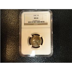 1947 JEFERSON NICKEL NGC MS 66