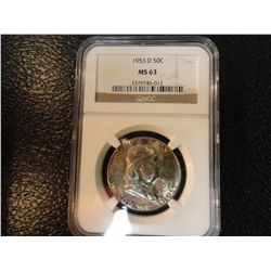 1953-D FRANKLIN HALF NGC MS 63