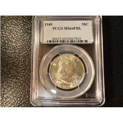 1949 FRANKLIN HALF PCGS MS 64 FBL