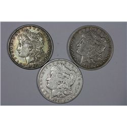 Set of Three 'O' Mints  Morgan Dollar   F-XF