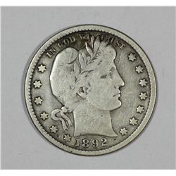 1892  Barber Quarter   VG