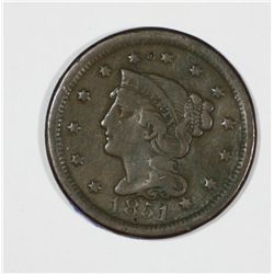 1851  Coronet Cent   F