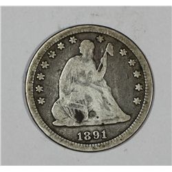 1891  Liberty Seated Quarter   VG