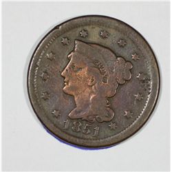 1851  Coronet Cent   VG