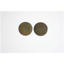 1864, 1865  Two-Cent Pieces 2 Cent   AG