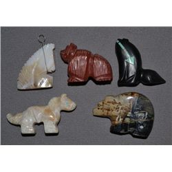 FIVE PUEBLO FETISHES