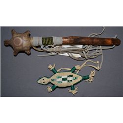 PLAINS INDIAN RATTLE AND FETISH