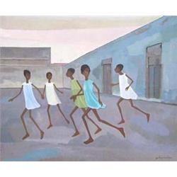 GUSTAVO MONTOYA (Mexican. Born 1905) "Nina?s Corriendo". Signed Gustavo Montoya l/r. Also signed,...