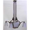 Image 1 : ART DECO DEGUE SILVERED METAL AND MOLDED GLASS FOUR LIGHT CHANDELIER French. Circa 1930. Molded D...
