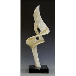 LEONARDO NIERMAN (Mexican. Born 1932) "Flame". Signed Nierman. Onyx on a Marble Base. Height 34 1...