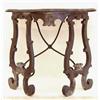 Image 1 : GOOD PAIR OF RENAISSANCE WALNUT AND WROUGHT IRON CONSOLE TABLES Spanish. 18th Century. Each shape...