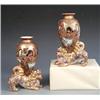 Image 1 : PAIR OF SATSUMA FIGURAL POTTERY VASES Japanese. Late Meiji Period. Signed. Each modeled as a shi-...