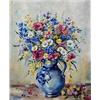 Image 1 : FRENCH SCHOOL (20th Century) "Flowers in a Pitcher". Signed indistinctly l/l. Oil on Canvas. Meas...