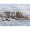 Image 1 : GUSTAVE MADELAIN (French. 1867-1944) "Remorques Sur La Seine". Signed G. Madelain l/r. Oil on Can...