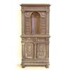 Image 1 : RENAISSANCE CARVED WALNUT SIDE CABINET Italian. 18th Century. In two parts. The upper with dentil...