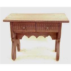 RENAISSANCE WALNUT WORK TABLE Spanish. 17th/18th Century. The rectangular top above two drawers r...