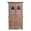 Image 1 : LOUIS XV CARVED OAK SIDE CABINET French. 18th Century. In two parts. The upper with a molded dent...