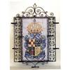 Image 1 : SUPERB WROUGHT IRON AND TILE PLANT HOLDER Spanish. 19th Century. Centered by twenty tiles each pa...