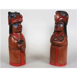 Pair of Chief Figures Carved by Doug LaFortune 16" H.  Good Condition