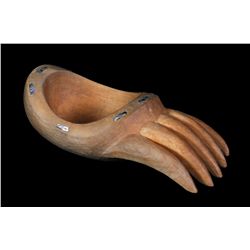 Northwest Coast Bear Claw Bowl Carved Yellow Cedar 6 3/4" L. 3" W.  Good Condition