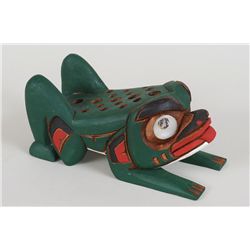 Northwest Coast Desk Frog Carved by Don Smith 8 1/4" L. 3 3/4" W.  Good Condition