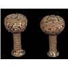 Image 1 : Two Rare Salish Basketry Rattles 5" H. 3" W.  Good Condition