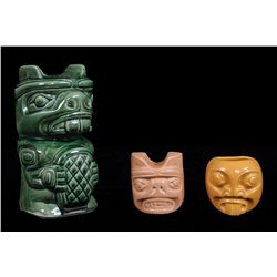 3 Henry Hunt Ceramic Items; a Beaver, a Pugwus and a Bear 2 5/8" H. - 7" H.  Fine Condition