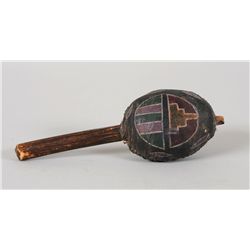 Hopi Rattle with Painted Design 7" H. 2 1/2" W.  Good Condition
