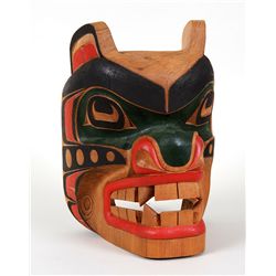 Northwest Coast Carved Bear Mask - Artist Unknown 12" H. 9" W.  Good Condition Minor Chip On Back