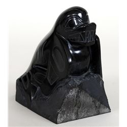 Haida Argillite Seal Carved by Greg 6" H. 5 1/2" L.  Good Condition