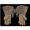 Image 2 : Pair of Northern Plains Gauntlets with Finely Beaded Floral Design 14 1/2" L.  Good Condition