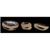Image 1 : Three Nuu-chah-nulth Basketry Covered Shells with Canoe, Whale and Bird Design 3" W. - 5" W. All in 