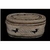 Image 1 : Makah Oval Shaped Lidded Basket with Bird Design 5" L. 2 1/2" H.  Good Condition