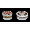 Image 1 : Two Birch Bark and Quill Lidded Baskets; Geometric Design 4 1/2" D. 1 5/8" H.  Fine Condition and De