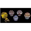 Image 1 : Five Nuu-chah-nulth Beaded Covered Glass Floats 2 1/2" H. - 3 1/2" D.  All in Fine Condition