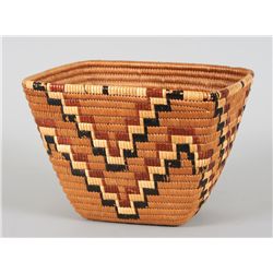 Lytton Burden Basket with Chevron Design 9 3/8" L. 7 1/2" W. 6 3/4" H.  Good Condition