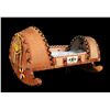 Image 1 : Micmac Birch Bark Rocking Cradle with Beaded Stripsand Dream Catcher 24" L. 13" H. 18" W.  Good Cond