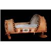 Image 2 : Micmac Birch Bark Rocking Cradle with Beaded Stripsand Dream Catcher 24" L. 13" H. 18" W.  Good Cond