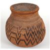 Image 1 : Lidded Basket with Chevron Design 9" D. 8 3/4"