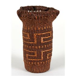 Tsimshian Basketry Vase 6" H. 4" W.  Fair Condition