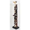 Image 1 : Totem Carved with Eagle, Bear, Thunderbird and Bear Mother Design by Jeffries 64" H. 13" W. Base Goo