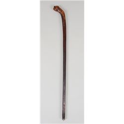 Iroquois Wooden Cane Carved with False Face Handle and Shell Cartridge Tip ca. 1820-1830 Ex: Bill Ja