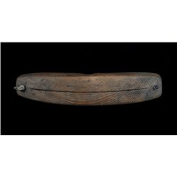 Early 20TH C. Inuit Carved Wooden Snow Goggles, Fine Aged Patina 6 1/2" W.  Good Condition