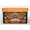 Image 1 : Bent Wood Box Carved and Painted with Traditional Design by Dennis Vermier 18 1/2" L. 12 1/2" W. 10 