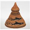 Image 1 : Nuu-chah-nulth Maquinna Hat Designed with Whalers in Canoe Chasing Whales 10" H. 9 1/4" D.  Good Con