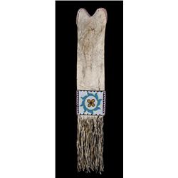 Blackfeet Beaded Pipe Bag with Floral Design ca. 1870 - 1880 - Paul Pletko Collection 20" L. 6" W. 1