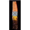 Image 2 : Blackfeet Beaded Pipe Bag with Geometric Design and Quill Work 24" L. 6" W.  Good Condition with Qui