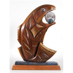 Bronze Supernatural Cod Fish Stealing Moon, "Moon Eclipse Legend" by Pat Amos 1/12 Approx. 45 LBS 25