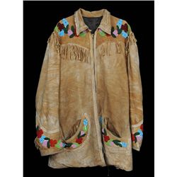 Beaded Jacket with Floral Prairie Rose Design Size Large  Good Condition