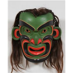 Beau Dick Carved Bukwus Mask 1997  10" H. 10 1/2" W.  Good Condition with Crack
